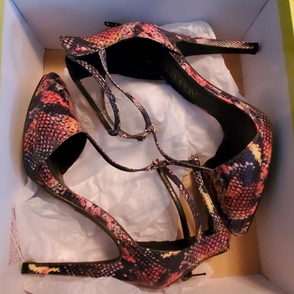 Multicolored Snakeskin Heels